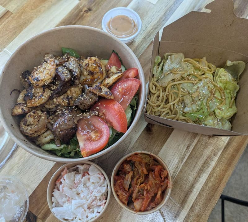 Hibachi combo plate with chicken and shrimp