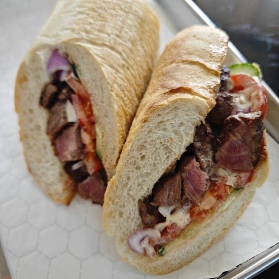 Hibachi flank steak poboy