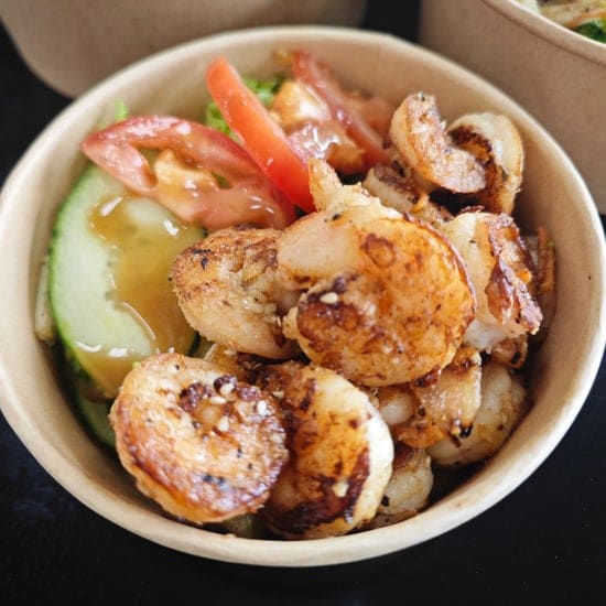 Hibachi shrimp plate with fried rice